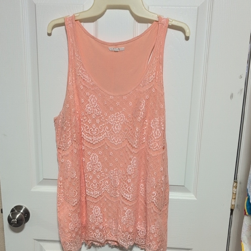 Maurices Coral Lace Tank Top
